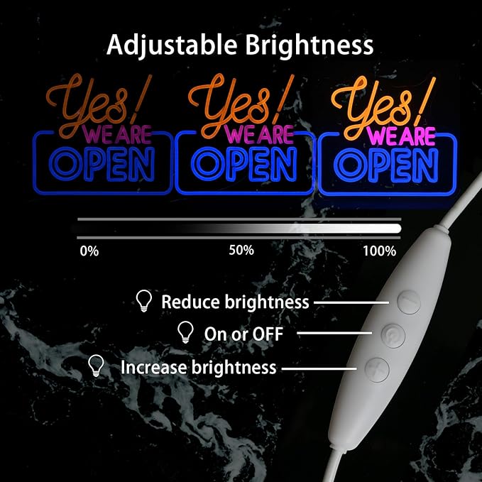 Ineonlife Open Neon Signs,Bright Led Light High Visibility Advertisement Board Electric Display Sign Walls Window Door Bar Shop Coffee Salon Hotel Store(USB Powered/13.4 * 11.8 in)