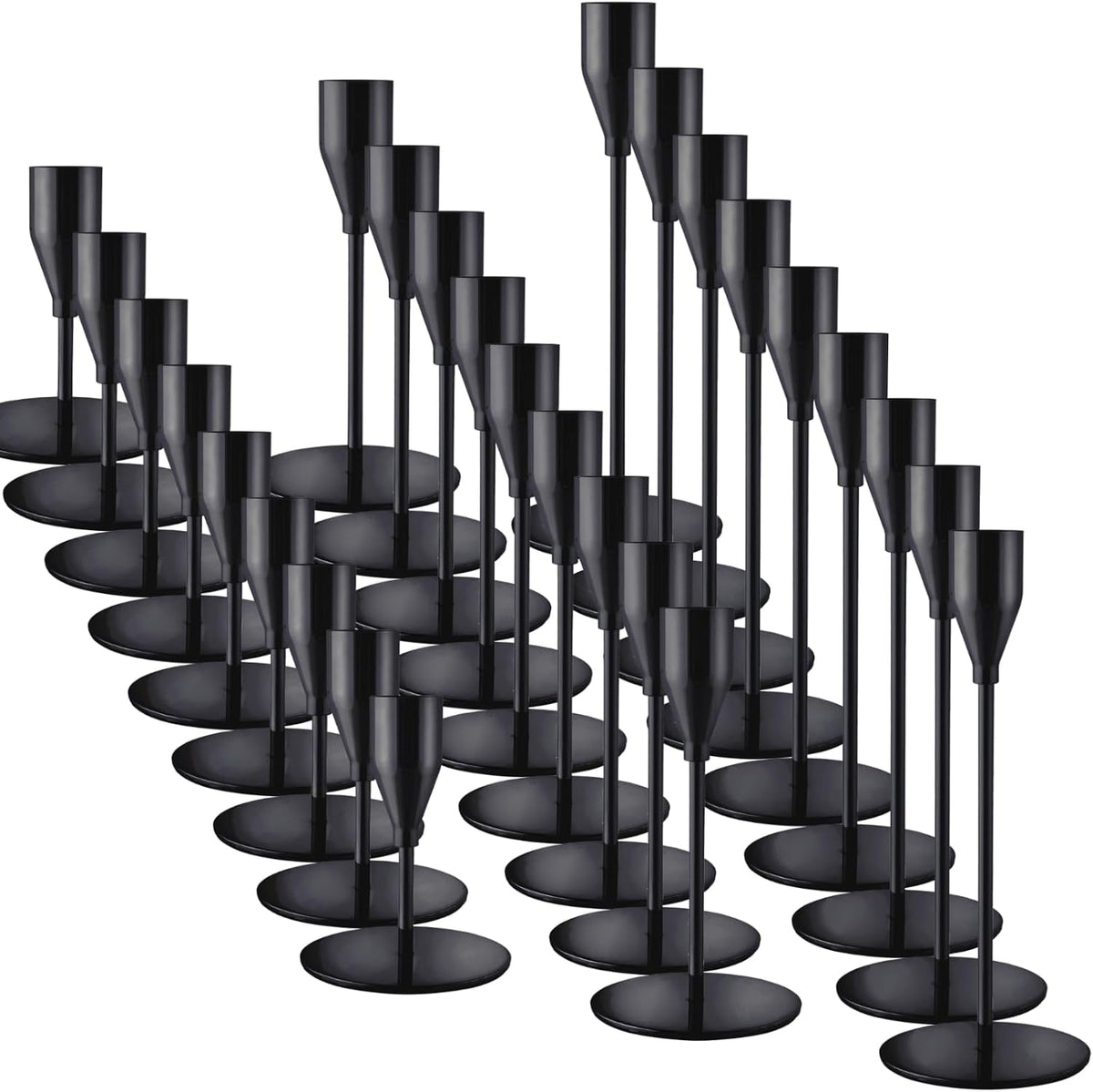 Black Candlestick Holders, Metal Taper Candle Holders,Bulk Set of 27