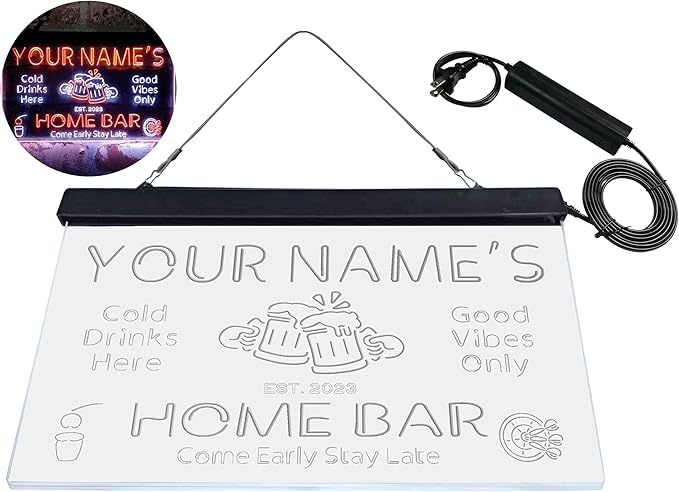 ADVPRO Personalized Your Name Custom Home Bar Beer Established Year Dual Color LED Neon Sign White & Orange 24 x 16 Inches st6s64-p1-tm-wo