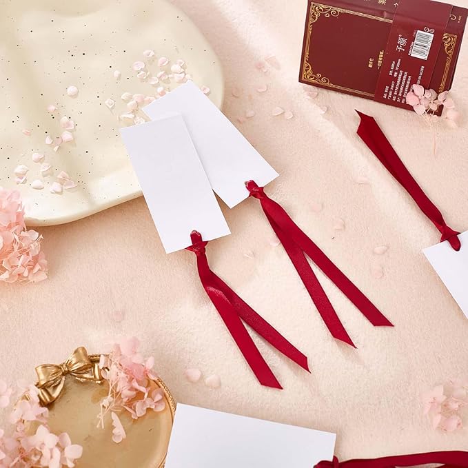 60pcs Name Cards for Table Setting, Place Cards, Wedding Place Cards.Wedding Name Tags.Present Tags with String Attached.and Reserved Signs for Wedding Seating.(Red)