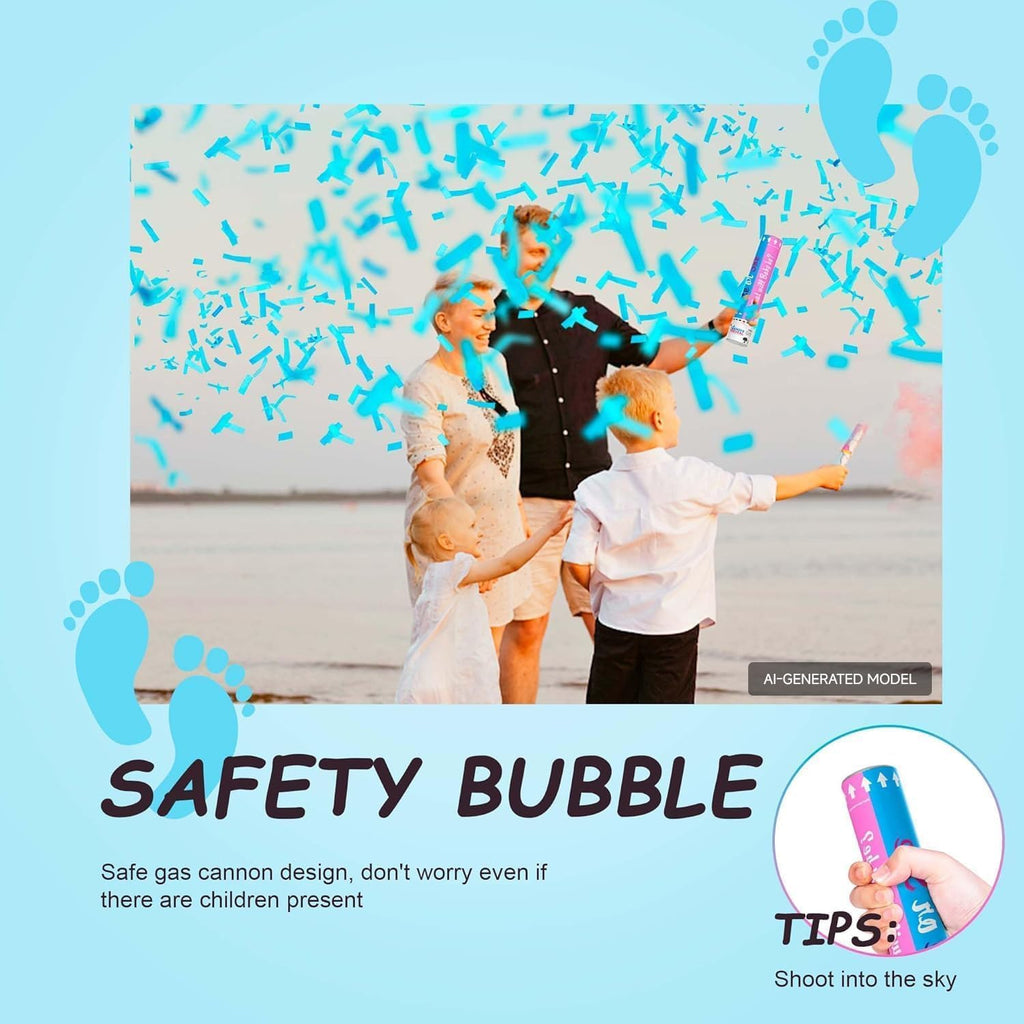 POPUPARTY 2 Pack Gender Reveal Confetti Cannon | 1 Pink & 1 Blue - Biodegradable Confetti Party Supplies Poppers, Ideal for Baby Boy or Girl Gender Reveal Decoration
