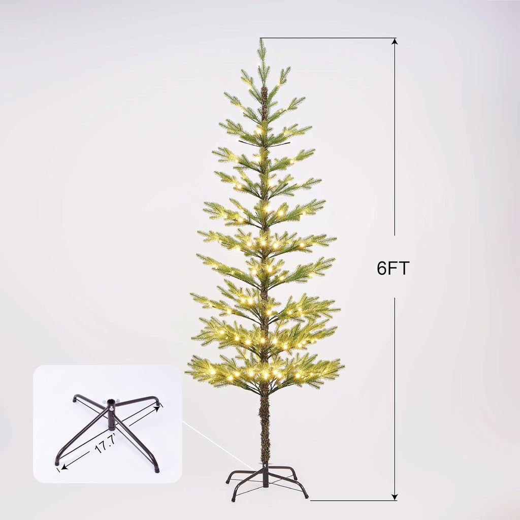 6ft 132 led minimalist pre-lit slim pencil artificial shown in use