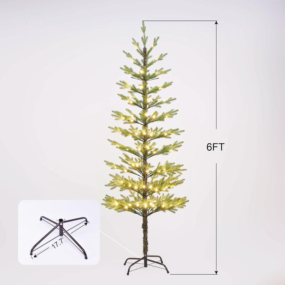 6ft 132 led minimalist pre-lit slim pencil artificial shown in use