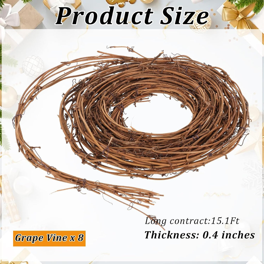 hftzz 8 pcs grapevine garland - 15 ft, close-up detail