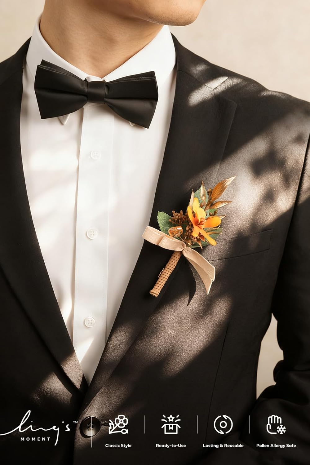 Ling's Moment Boutonniere for Men, 10pcs Groomsmen Guest Boutonniere, Artificial Flowers for Wedding Décor/Prom/Homecoming,etc.Burnt Orange Terracotta