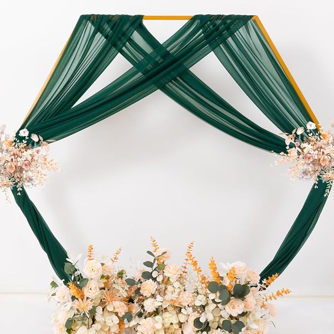 MLMC Emerald Green Wedding Arch Draping Fabric 1 Panel 29" x 20 FT Extra Long Gauze Drapes Sheer Backdrop Curtains 6.6 Yards Outdoor Drapery Panels for Wedding Ceremony Party Ceiling Decoration