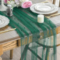 Artoid Mode Pearl Dark Green Gauze Table Runner 120 Inch 10FT, Seasonal Sheer Dining Holiday Wedding Birthday Baby Shower Table Decor for Home Party
