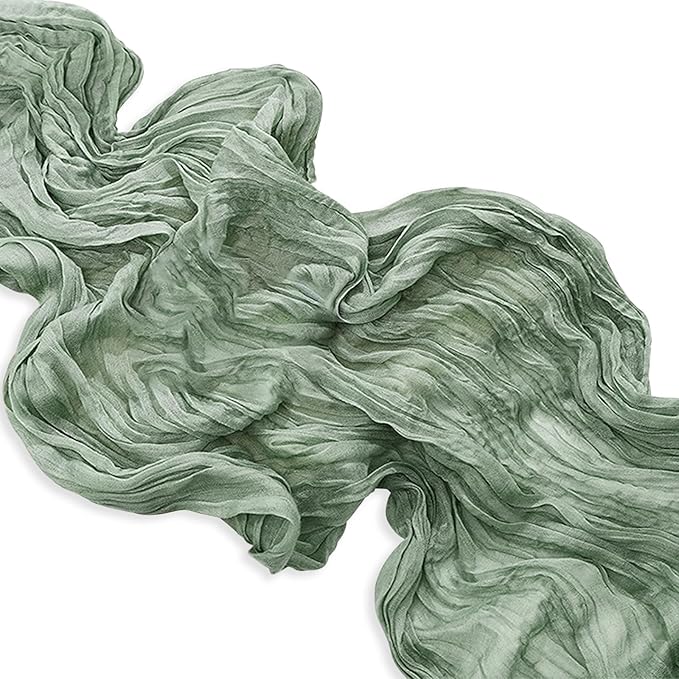 1 Pack Sage Green Cheesecloth Table Runner 35x120 Inch 10Ft Rustic Gauze Cheese Cloth Thanksgiving Table Runner Sheer Cheesecloth Table Runners for Wedding Party Bridal Shower Decoration