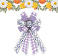 Estivaux Spring Flowers Bows for Wreath, Lavender Floral Wreath Bow Purple Burlap Farmhouse Craft Bows for Front Door Decorations