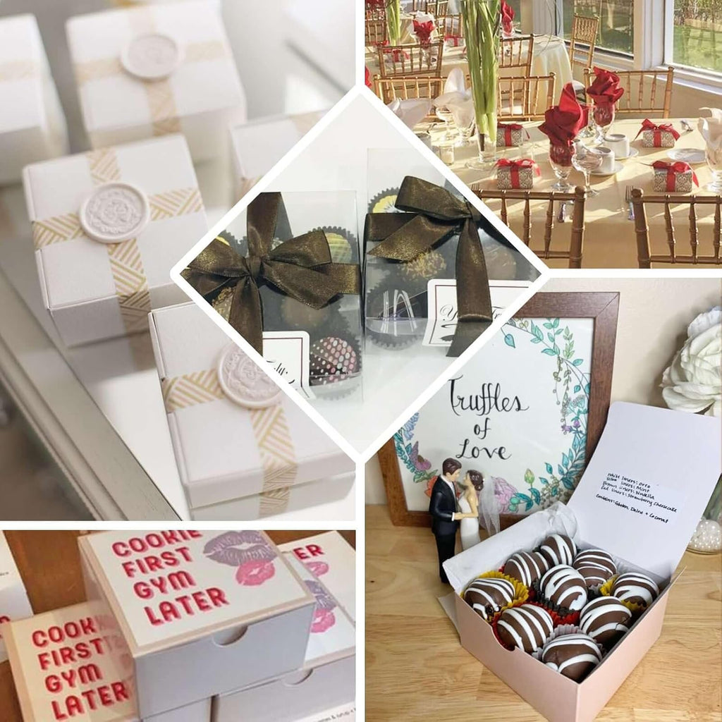 Efavormart 100 Pack 4"x4"x2" White Cake Favor Boxes, Versatile Sturdy Cardstock Candy Treat Gift Boxes for DIY Wedding and Event Decor