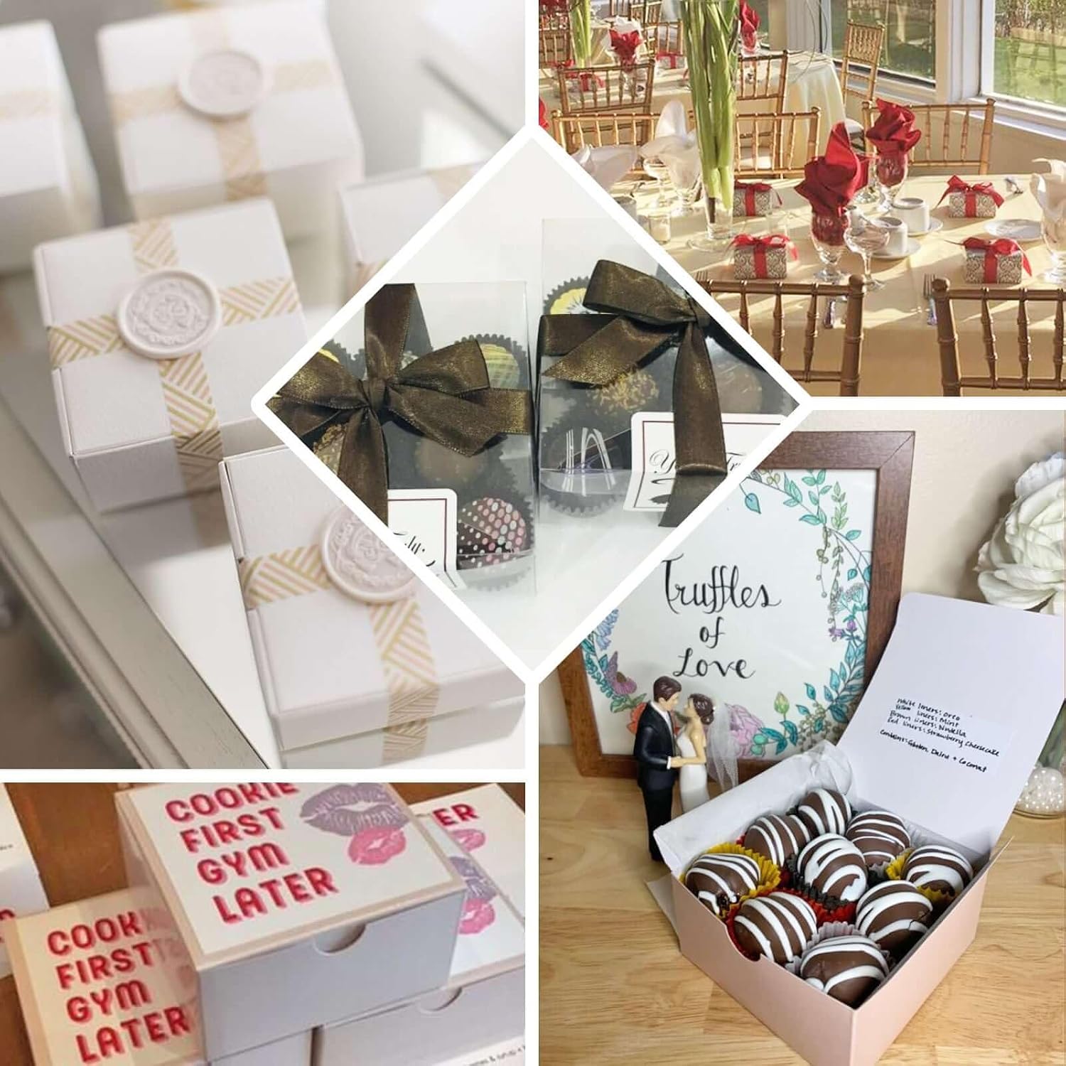 Efavormart 100 Pack 4"x4"x2" White Cake Favor Boxes, Versatile Sturdy Cardstock Candy Treat Gift Boxes for DIY Wedding and Event Decor