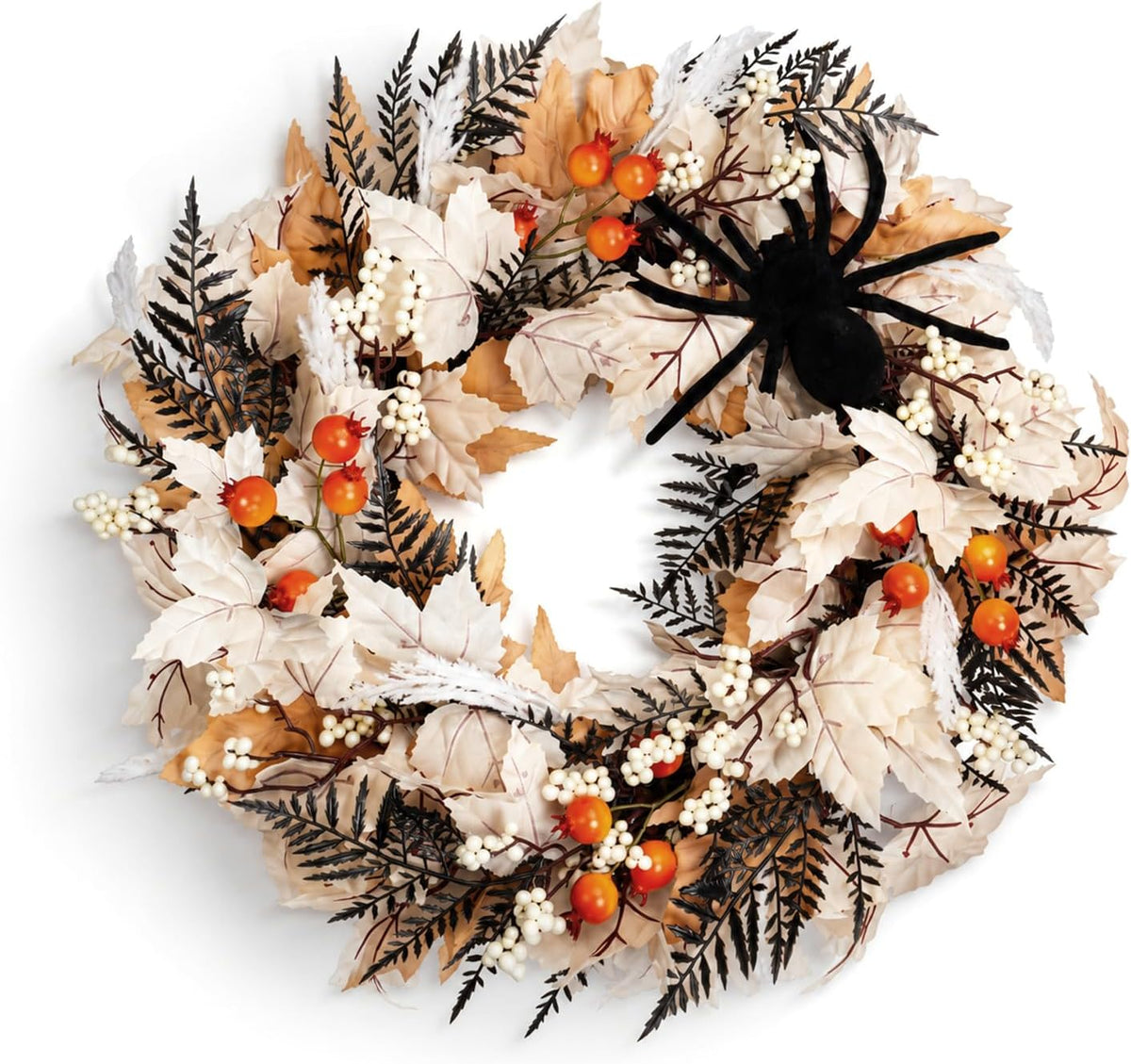 24" halloween wreath for front door with spider, main product view