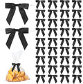 50Pcs Black Twist Tie Bows for Gift Wrapping 2.5" Satin Ribbon Bow for Treat Bags Cake Balloons Birthday Party Favors Wedding Decorations