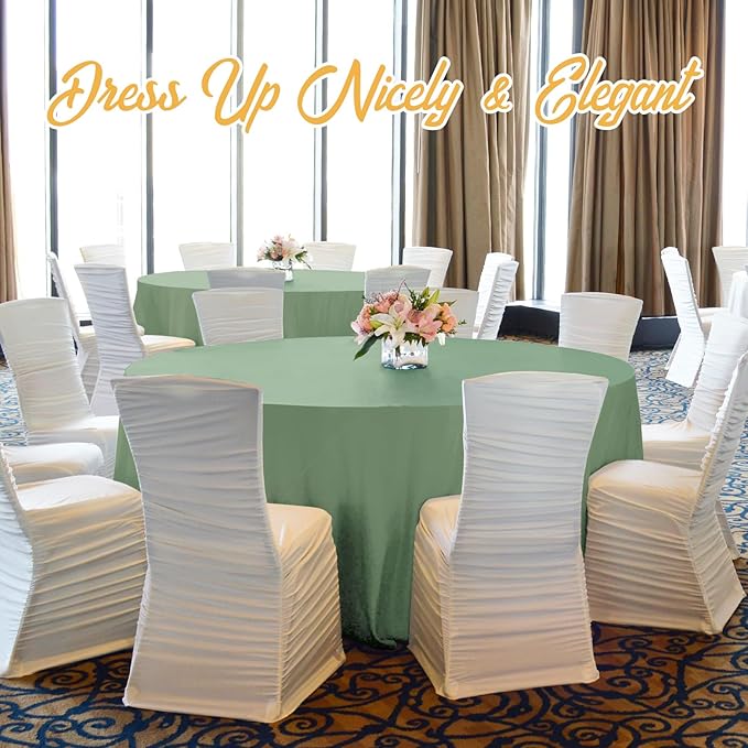 BRILLMAX 6 Pack Sage Green Round Tablecloths 90 Inch - Circle Bulk Linen Polyester Fabric Washable Table Cloth Cover for Wedding Reception Banquet Birthday Party Buffet Restaurant