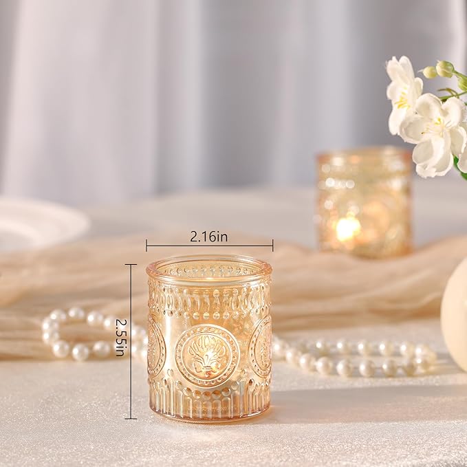 24 Pcs Gold Votive Candle Holders, Glass Tealight Candle Holders for Home Decor, Wedding Table Centerpiece, Birdal Shower, Party