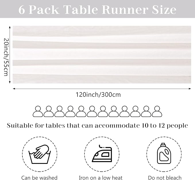 Velvet Table Runner 20 x 120 Inches 10ft Luxurious Thick Soft Velvet Christmas Thanksgiving Wedding Reception Table Runner for Party Reception Decorations(Ivory, 6 Pack)