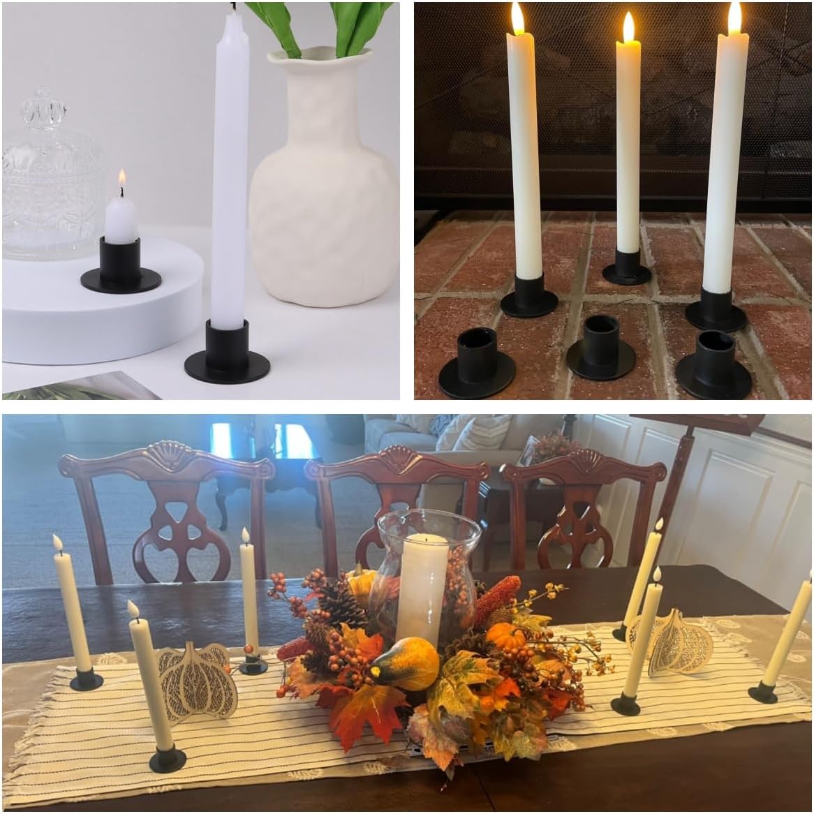 Metal Candle Holder Set,Taper Candelabra,Candle Stands,Fits 0.83 Inch Diameter Taper Candles for Wedding,Party,Anniversary,Table Centerpieces,Housewarming Gifts (10PCS,Black)
