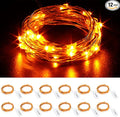 CYLAPEX 12 Pack Orange Fairy Lights String Battery Operated Fairy Lights Starry String Lights on 3.3ft/1m Silvery Copper Wire Lights for Hallowen Christmas Decoration Costume Wedding Party
