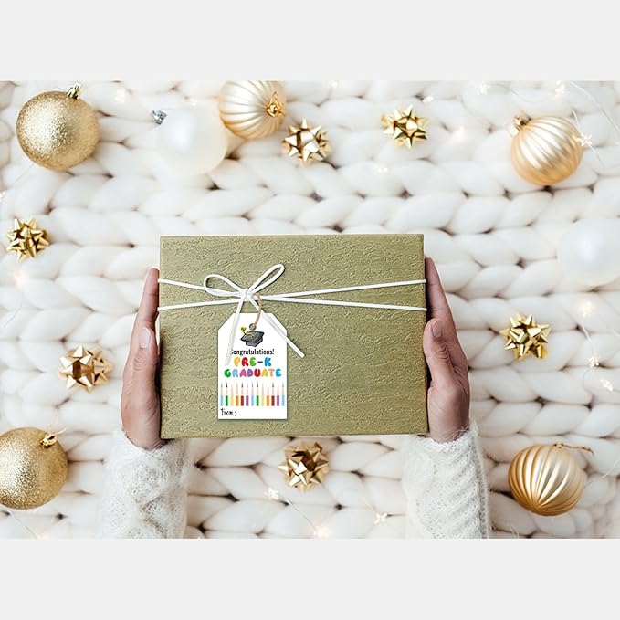 50 Pcs Pre-K Graduation Gift Tags, Congrats Grad Party Favors Gift Tags for High School or Happy College Graduation Party Decoration Supplies (pre k, 2.2 * 3.5)