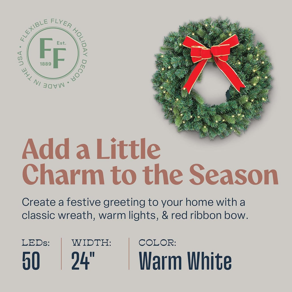 flexible flyer battery operated wreath for front door. shown in use