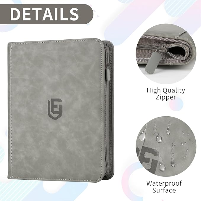 9 Pocket Card Binder,540 Pocket Trading Card Binders,Loading Pocket Collectible Card Album for MTG, TCG, Sport Card, Game Cards Grey