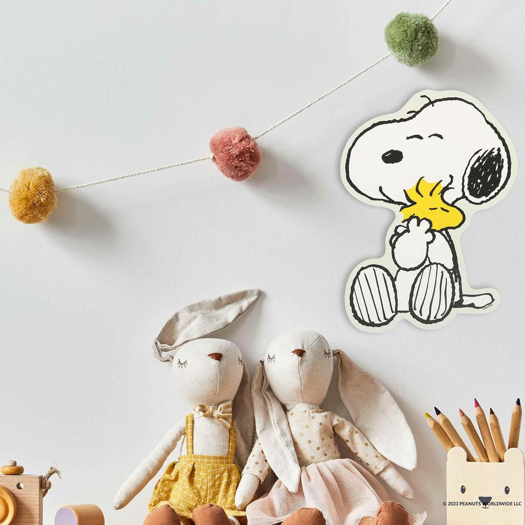 Open Road Brands Peanuts Snoopy and Woodstock Hug Wood Wall Decor - Fun Snoopy Wall Art for Kids' Bedroom or Play Room