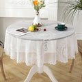 Jeloris Round Lace Tablecloth with Elegant Scalloped Bottom for Any Special Event Such as Wedding, Birthday Party, Baby Shower, Anniversary (48 inch, Style 6)