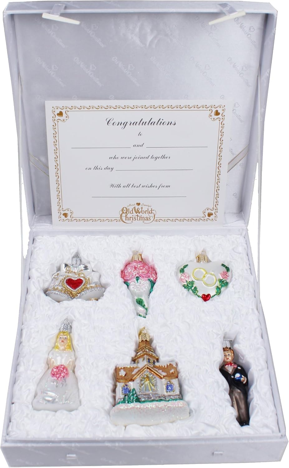 Wedding Collection Set of 6 Glass Old World Christmas Ornament 14011