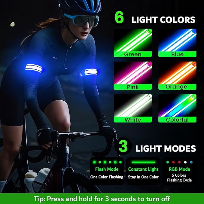 LED Armband for Running(2 Pack),Light Up Arm Bands for Night Walking Running,Rechargeable Lights for Runners,High Visibility Reflective Running Gear Adjustable Light Up Wristbands