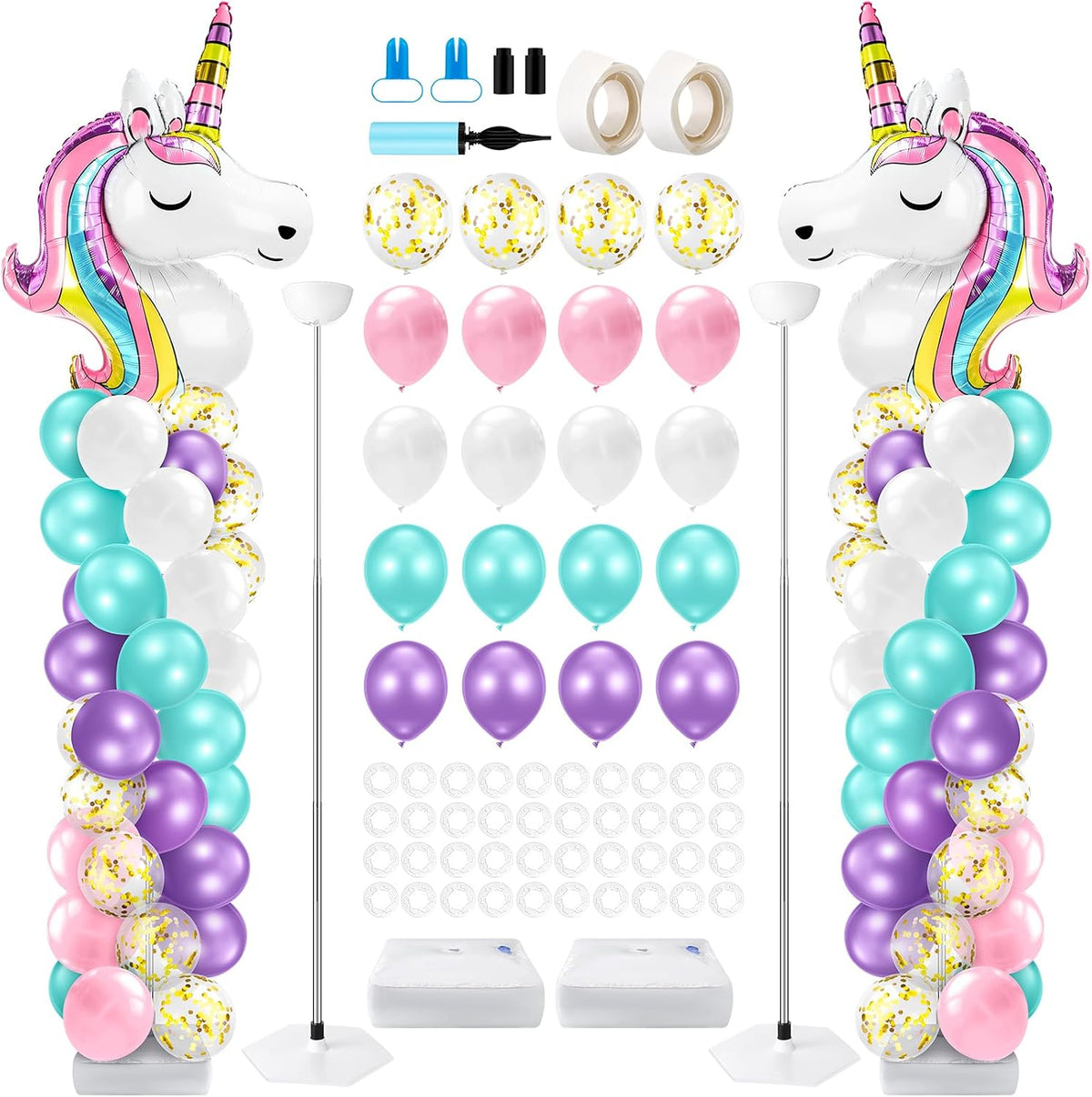 kasyat 2 sets unicorn balloon column stand kit, main product view