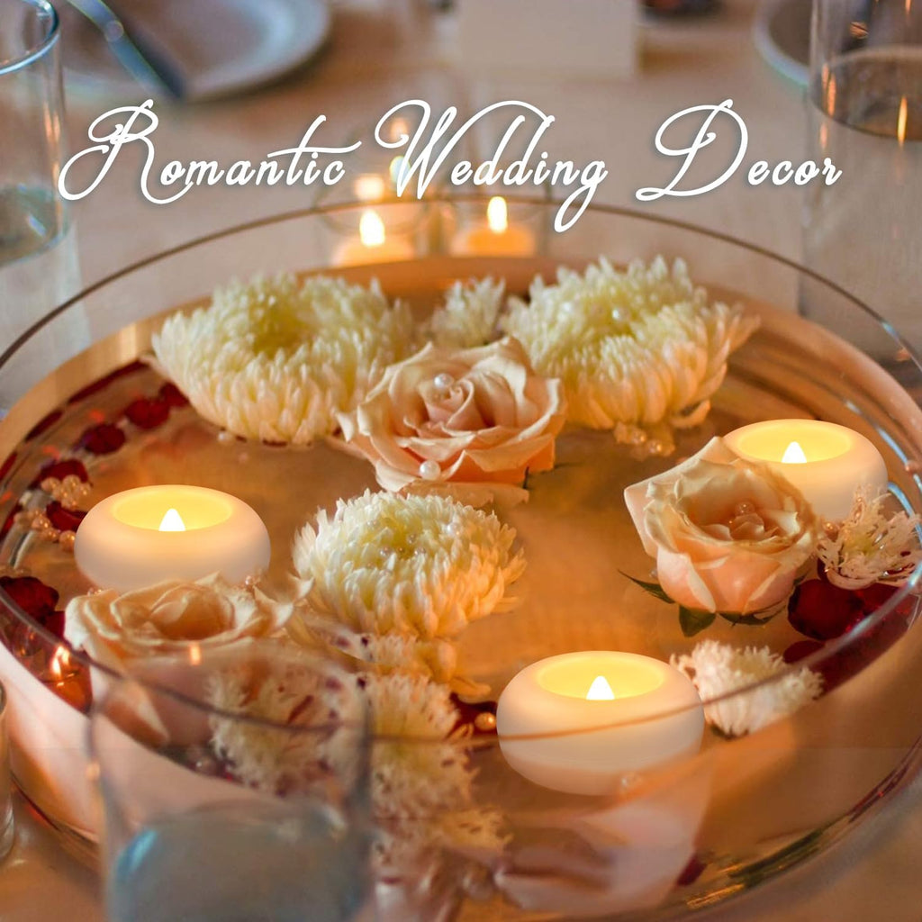 50 Pack 2”Floating Candles Water-Activated Flameless LED Candle, Warm White Battery Operate Waterproof Tealights for Cylinder Vases, Centerpieces at Wedding, Party, Pool,Romantic.