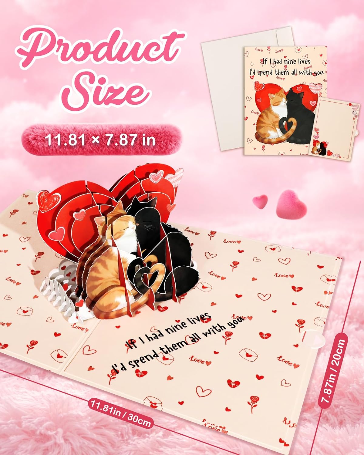 Pop Up Anniversary Card - Cat Couple Theme 3D Romantic Anniversary Pop Up Card Cute Wedding, Birthday Thinking of You Cards with Envelope Gift for Cats Lover, Her, Him, Wife, Girlfriend, Boyfirend, Husband