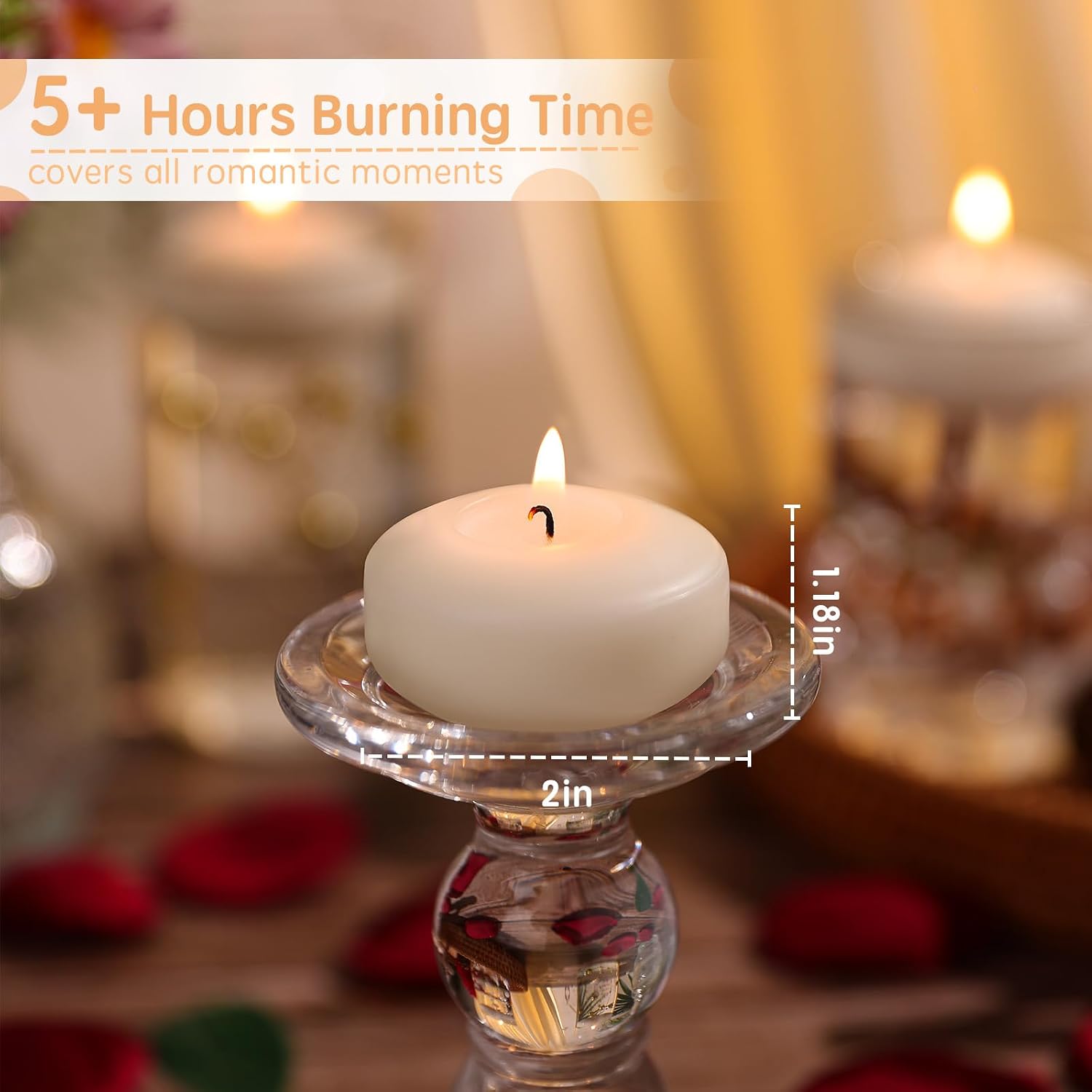 36 Pack Floating Candles,2 inch Ivory Unscented Dripless Floating Candle for Centerpieces,5-6H Burning 2" Water Candles Bulk for Cylinder Vases,Weddings,Christmas Party,and Holiday