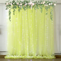 Yellow Sheer Tulle Backdrop Curtains with Lights String for Birthday Party Photoshoot 2 Panels 5×10ft Yellow Backdrop Curtains for Baby Shower Wedding Background Decorations
