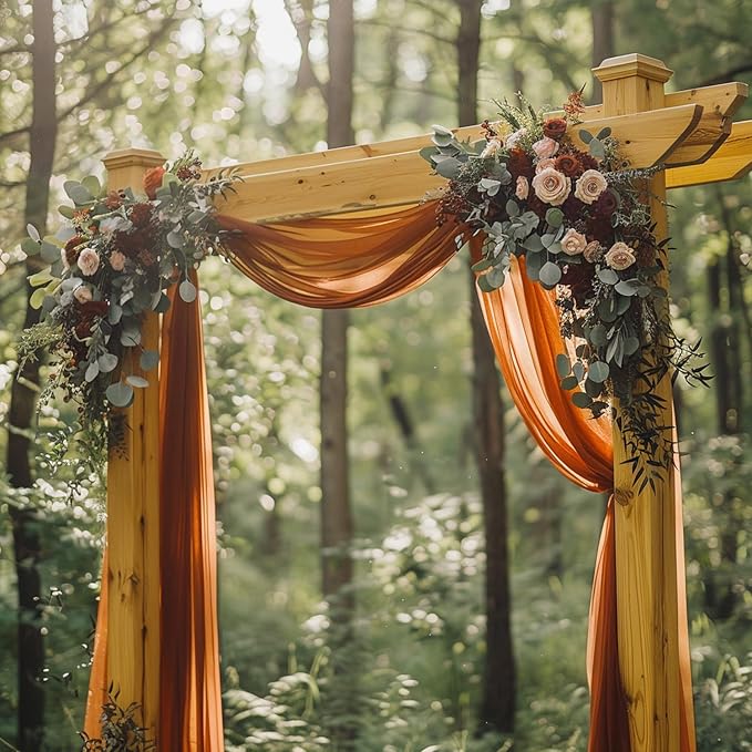 Wokceer Wedding Arch Draping Fabric Terracotta 3 Panels 28.7" x 20FT Sheer Fabric Drapes Backdrop Arch Draping Fabric for Wedding Ceremony Birthday Party Bridal Shower Decoration