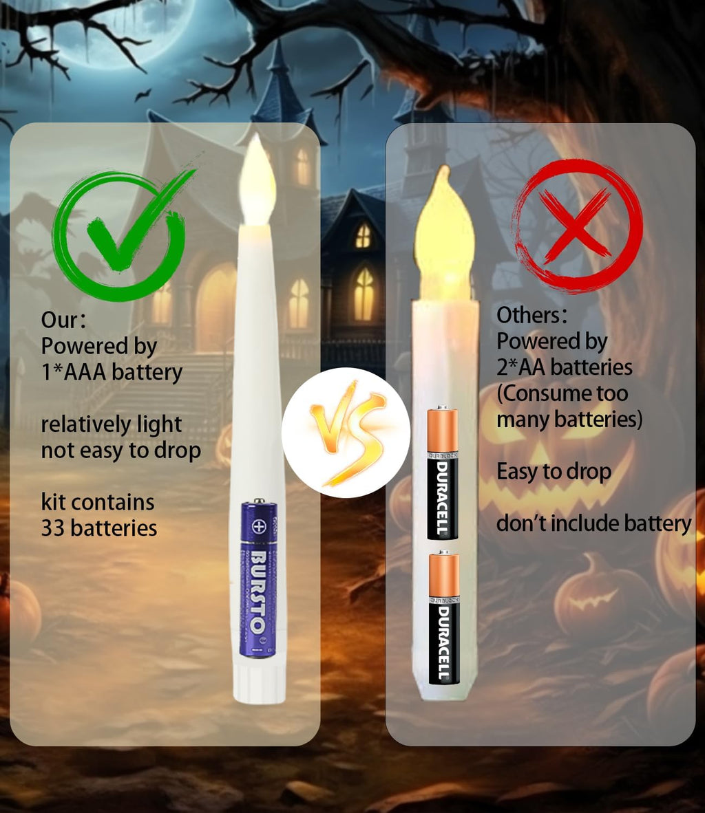 Christmas Decorations - 32pcs Floating Candles with Wand Magic Hanging Candles, Flameless Warm Light Flickering Battery Operated Candles, Floating LED Candle for Halloween Christmas Theme Party