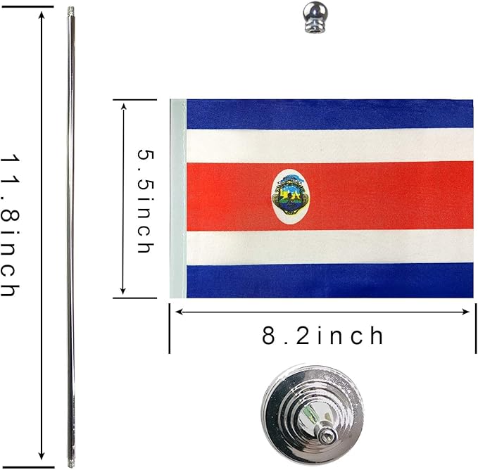 GentleGirl.USA Costa rica Table Flags Stick Small Mini Costa Rican Flag Office Desk Flag on Stand with Stand Base, International Festival Decoration,Costa Rican Theme Party Decoration,Home Decoration
