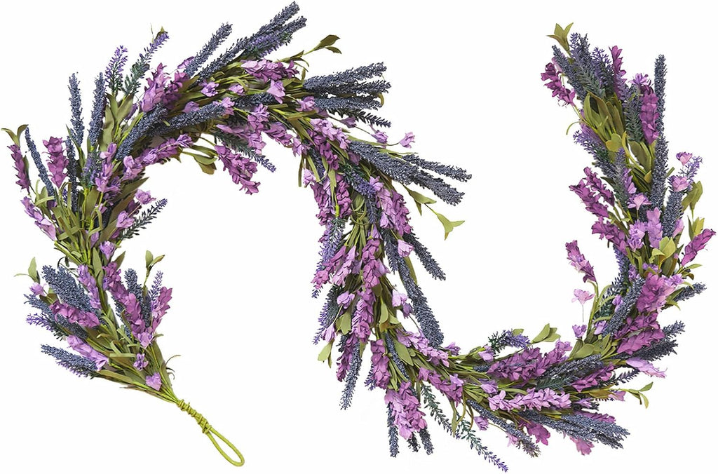 purple lavender flower garland for mantle & fireplace, main product view