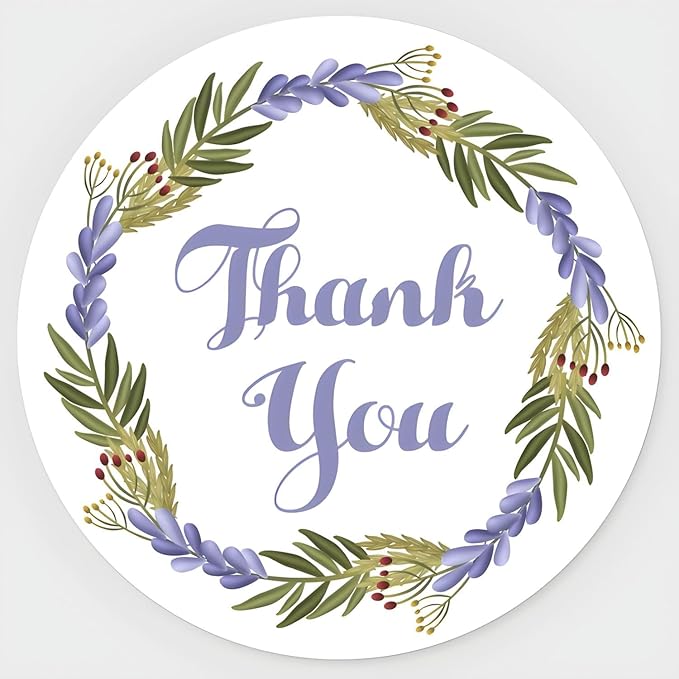 Custom Stickers for Weddings, Birthdays & Businesses - Personalized Labels with Your Logo - Waterproof, Fade and Heat Resistant - Pack of 100-1000 (Wreath O, 3 Inch)
