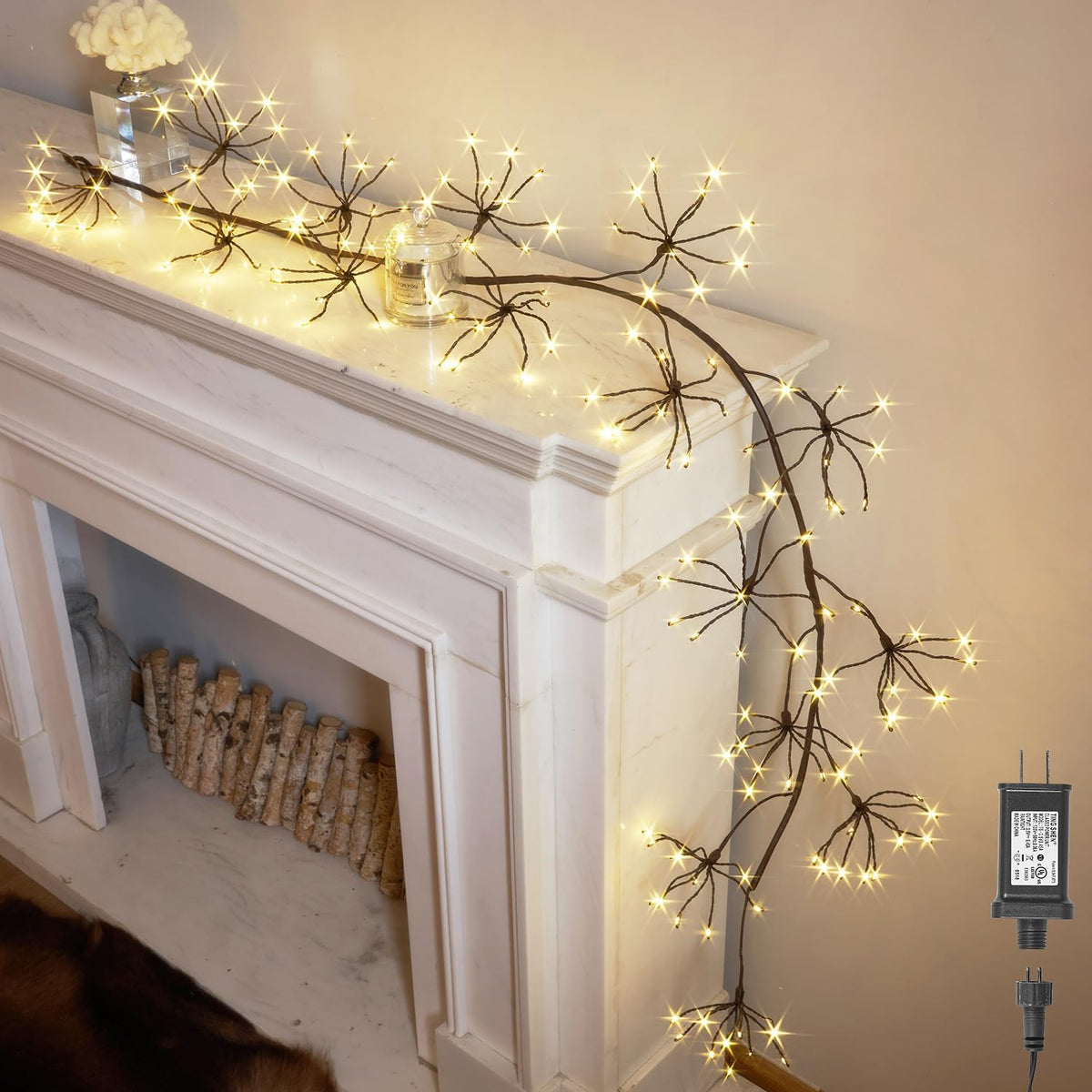 hairui lighted brown starburst garland with timer and, main product view