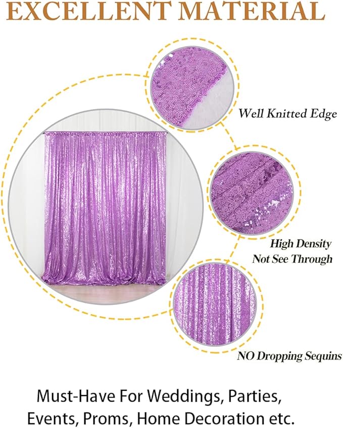 ShiDianYi Sequin Backdrop Lavender 2 Panels 4Ft x 10Ft | Add Shimmer and Shine to Your Photography, Baby Shower, and Wedding Decor