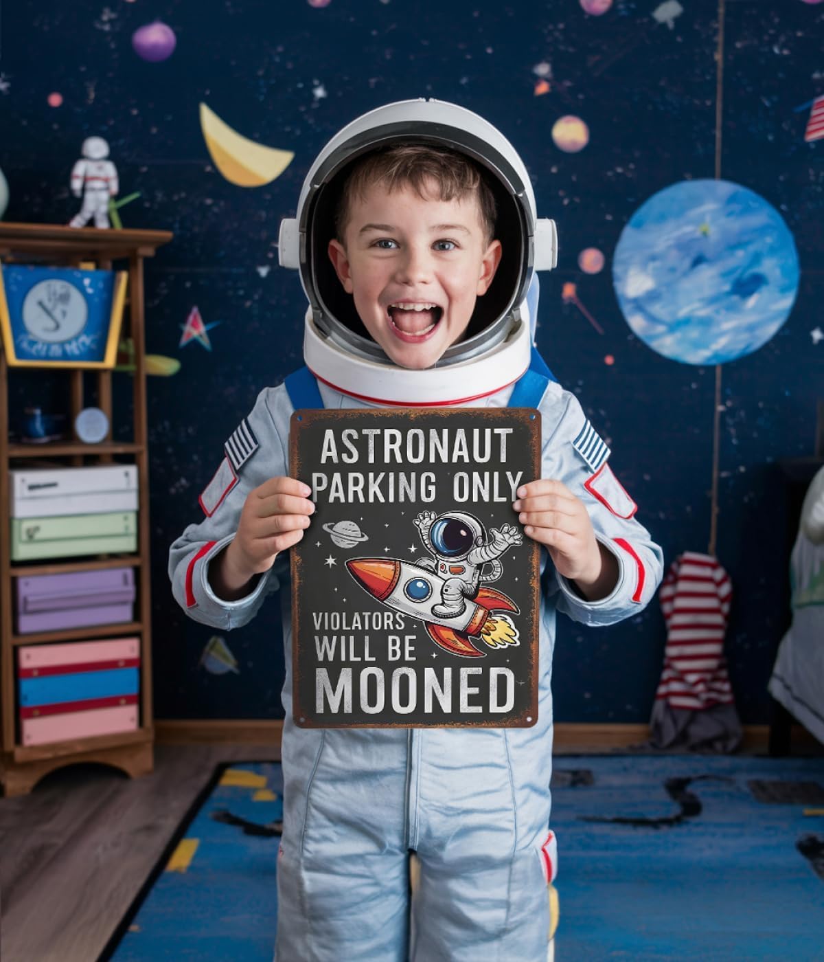 Astronaut Parking Sign - Funny Space Room Decor for Boys, Outer Space Gift