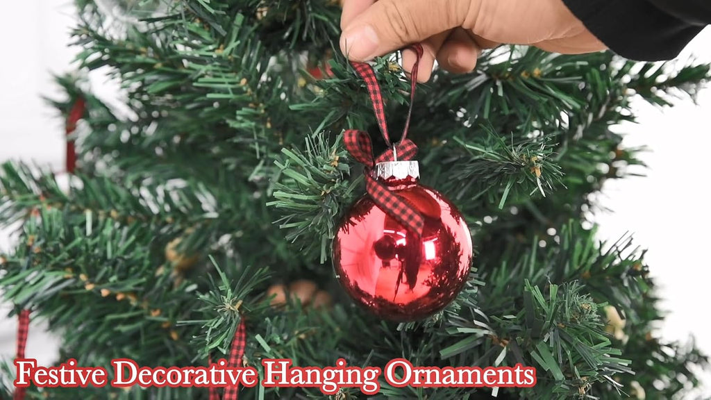 Rae Dunn Christmas Ornaments - Set of 12 Glass Balls with Cute Holiday Designs - 60mm / 2.36 Inch Hanging Decorations for Xmas Tree