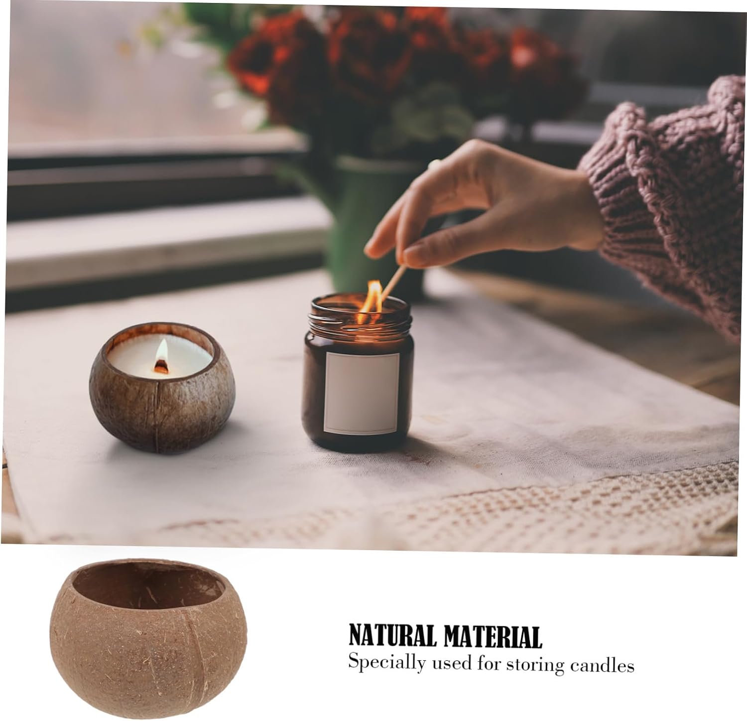 Candle Coconut Shell Bowl Creative Storage Jar for DIY Candles Natural Coconut Bowl for Beach Decor Unique Candle Container for Home Party Use