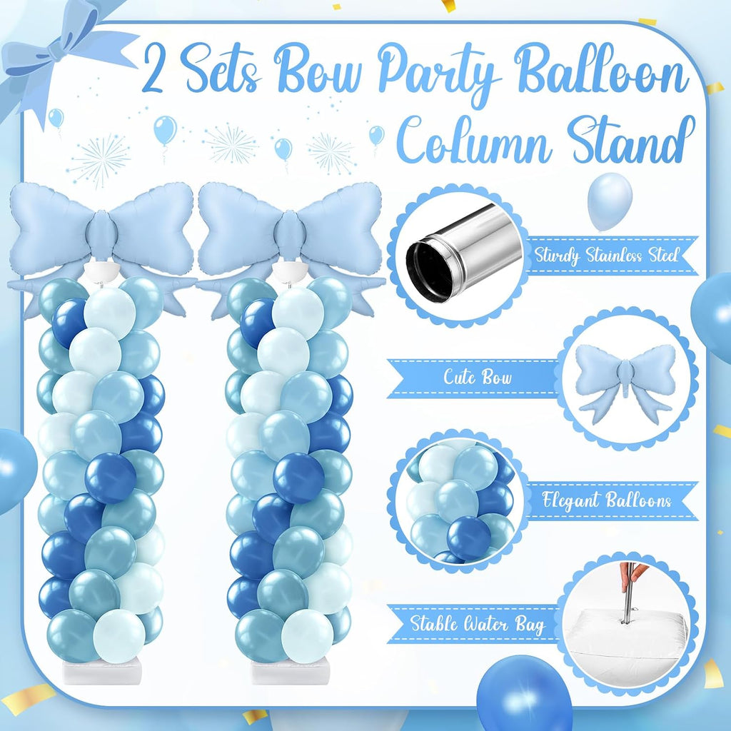 kasyat 2 sets dusty blue bow balloon column, close-up detail