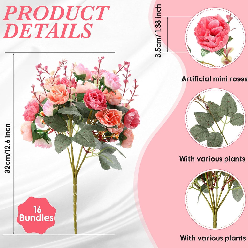 geosar 16 pcs artificial rose flowers bouquets 21 shown in use