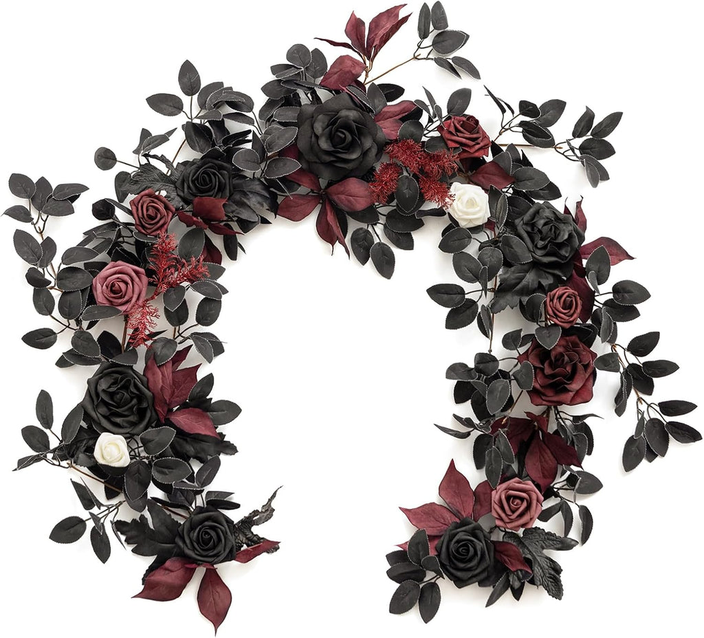 ling's moment 5 ft black artificial flower garland, main product view