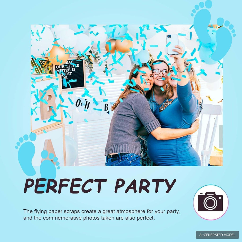 POPUPARTY 2 Pack Gender Reveal Confetti Cannon | 1 Pink & 1 Blue - Biodegradable Confetti Party Supplies Poppers, Ideal for Baby Boy or Girl Gender Reveal Decoration