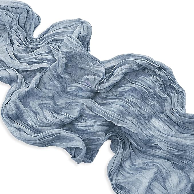 1 Pack Dusty Blue Cheesecloth Table Runner 35x120 Inch 10Ft Rustic Gauze Cheese Cloth Table Runner Sheer Cheesecloth Table Runners for Wedding Party Bridal Shower Decoration