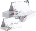 100 Pack Place Cards for Table Setting – 4" x 2.5" Folded Tent Cards, Eucalyptus Design Name Place Cards for Weddings, Parties, Events, Dinner Tables